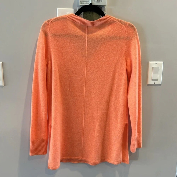 White +  Warren Vneck Seamed Cashmere Sweater Coral - Picture 9 of 10